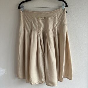 Vintage Jean Paul Gaultier Skirt Womens Large Y2K Pleated Satin Beige A Line 42